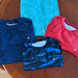 Spyder Men's Rash Gaurd Performance Shirts - Navy, Turquoise, Red, Blue Camo